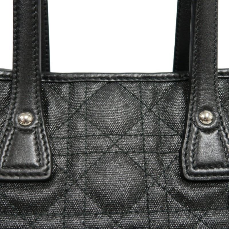 DIOR Panarea Mini Quilted Canvas Tote Bag leather Black Silver Hardware