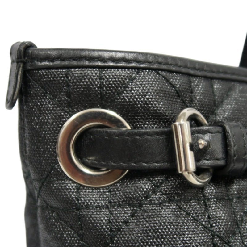 DIOR Panarea Mini Quilted Canvas Tote Bag leather Black Silver Hardware