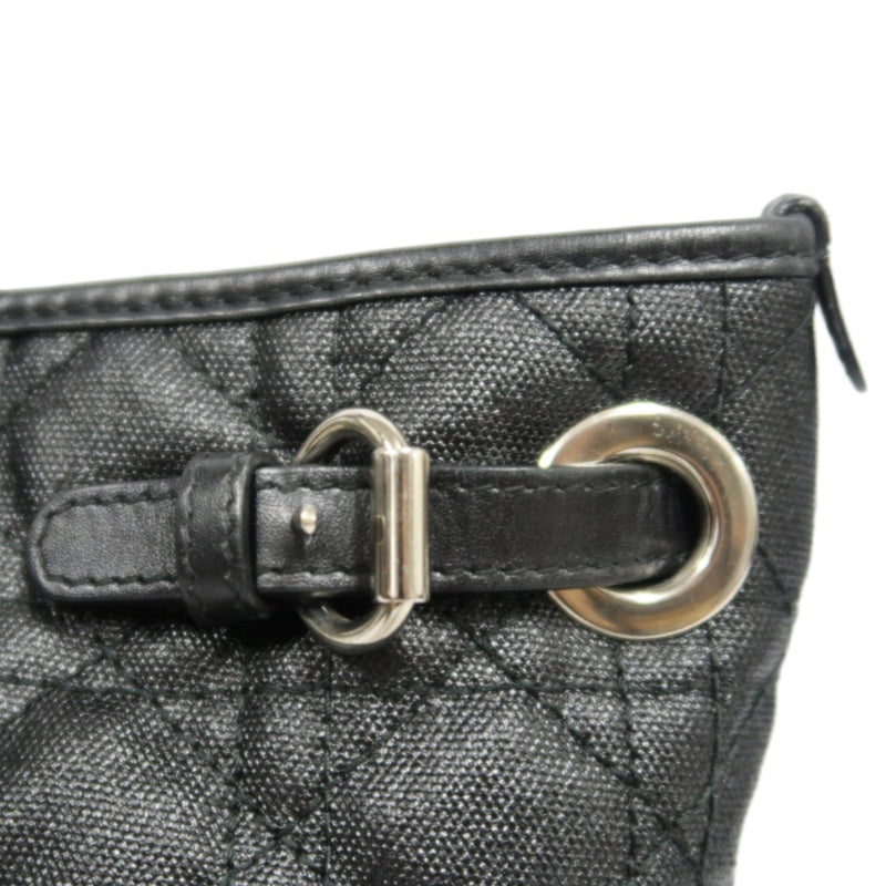 DIOR Panarea Mini Quilted Canvas Tote Bag leather Black Silver Hardware