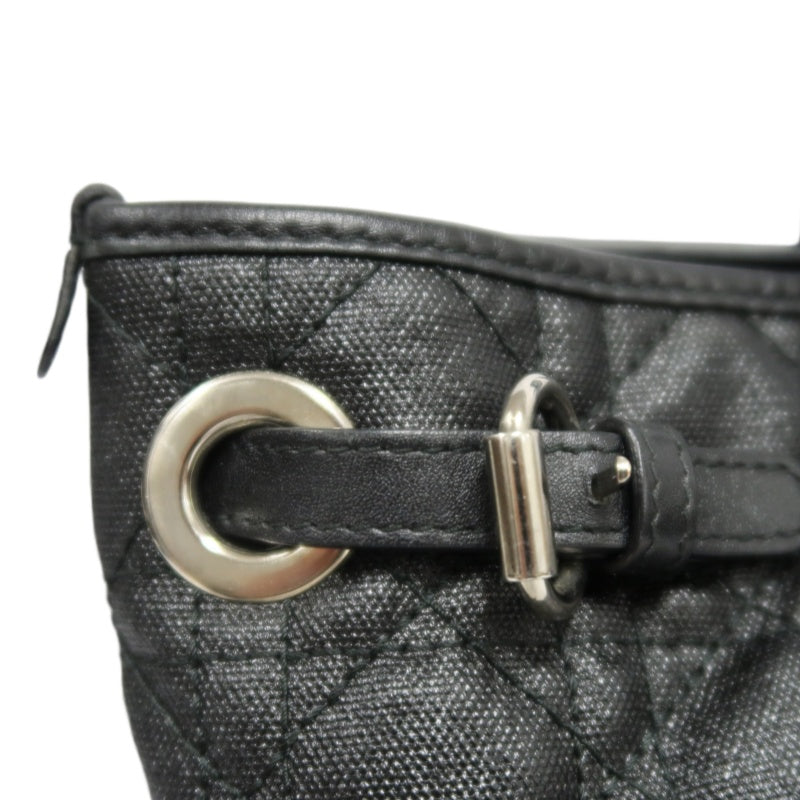 DIOR Panarea Mini Quilted Canvas Tote Bag leather Black Silver Hardware
