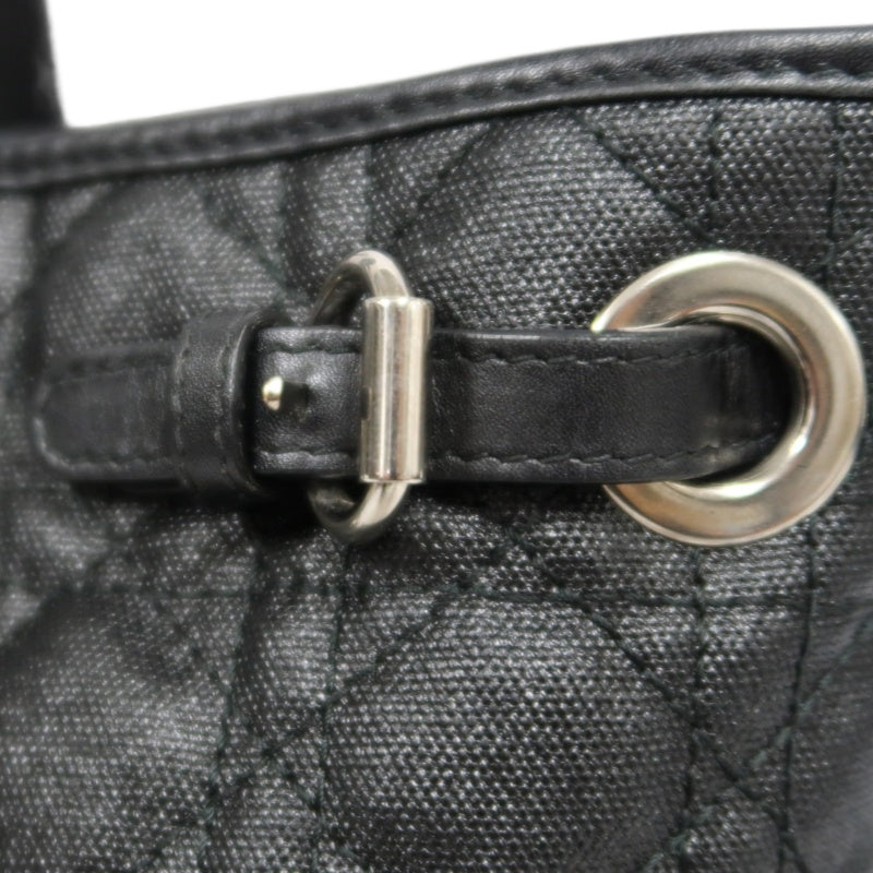 DIOR Panarea Mini Quilted Canvas Tote Bag leather Black Silver Hardware