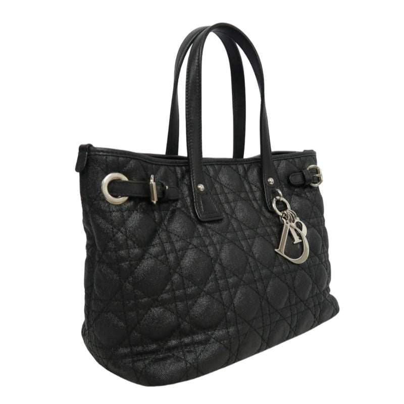 DIOR Panarea Mini Quilted Canvas Tote Bag leather Black Silver Hardware