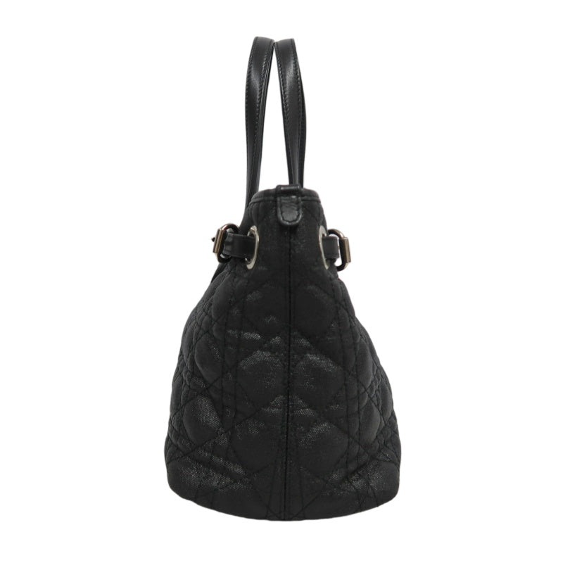 DIOR Panarea Mini Quilted Canvas Tote Bag leather Black Silver Hardware