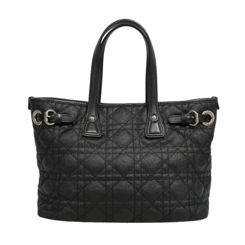 DIOR Panarea Mini Quilted Canvas Tote Bag leather Black Silver Hardware