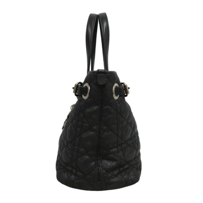 DIOR Panarea Mini Quilted Canvas Tote Bag leather Black Silver Hardware