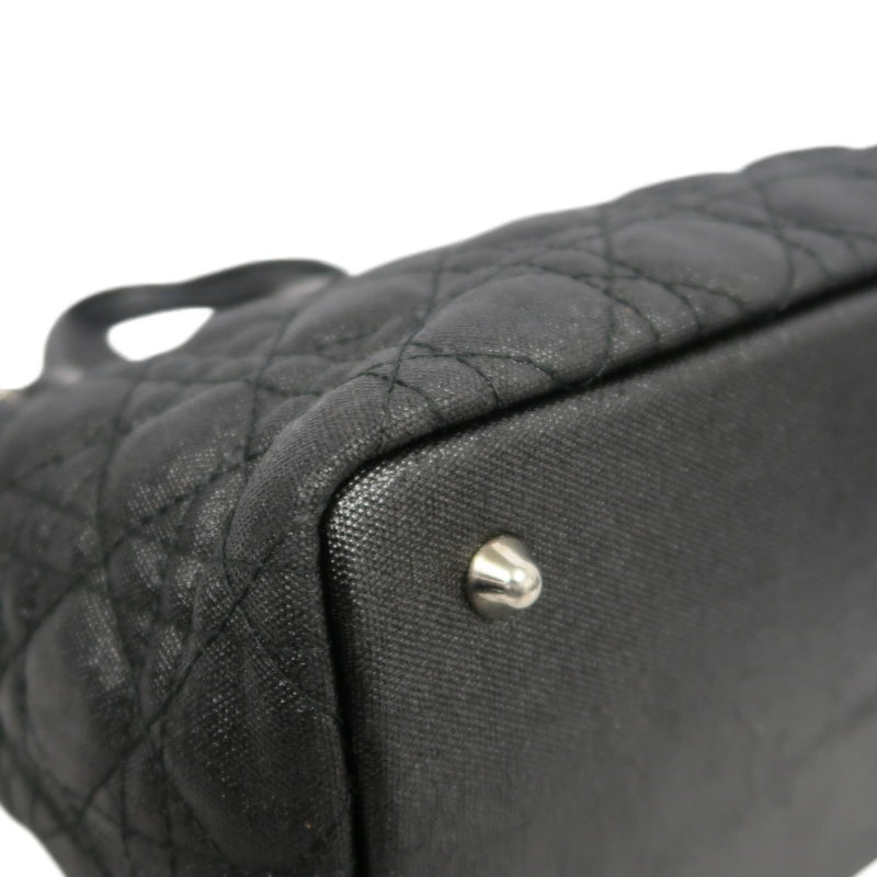 DIOR Panarea Mini Quilted Canvas Tote Bag leather Black Silver Hardware