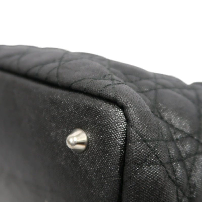 DIOR Panarea Mini Quilted Canvas Tote Bag leather Black Silver Hardware