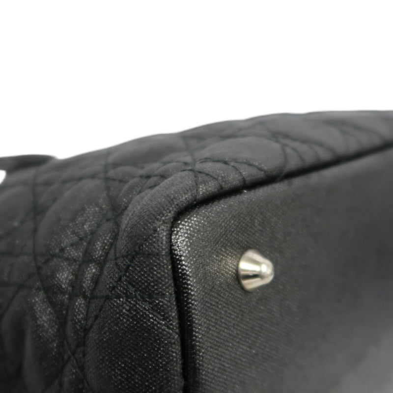 DIOR Panarea Mini Quilted Canvas Tote Bag leather Black Silver Hardware