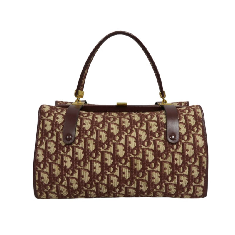DIOR Trotter Monogram Canvas  Mini Boston Bag  Brown Gold Hardware