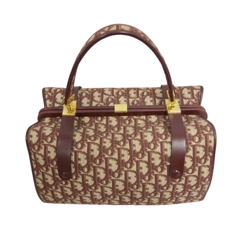 DIOR Trotter Monogram Canvas  Mini Boston Bag  Brown Gold Hardware
