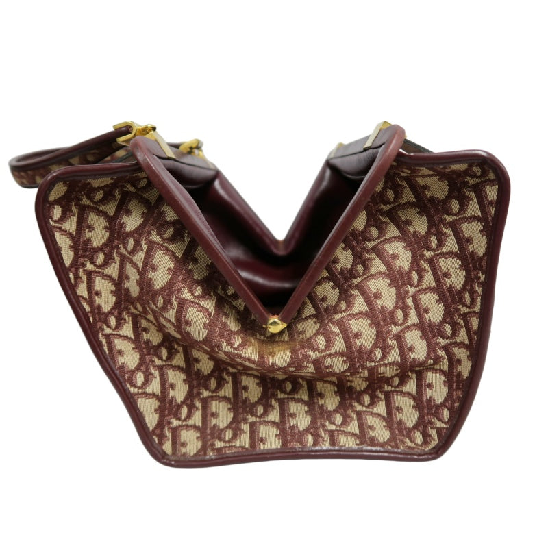 DIOR Trotter Monogram Canvas  Mini Boston Bag  Brown Gold Hardware