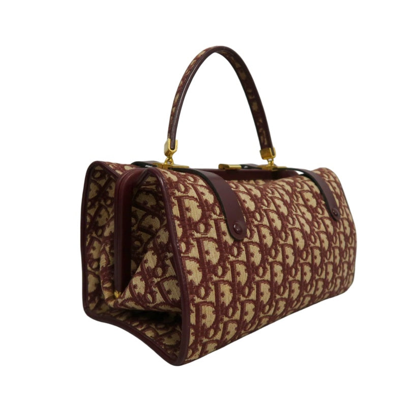 DIOR Trotter Monogram Canvas  Mini Boston Bag  Brown Gold Hardware