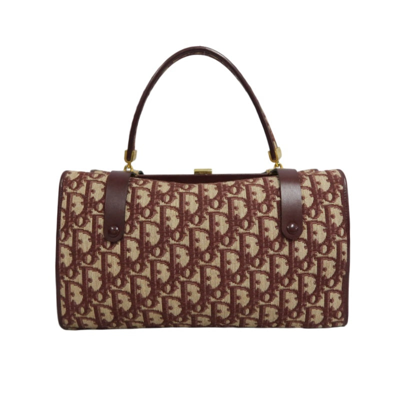 DIOR Trotter Monogram Canvas  Mini Boston Bag  Brown Gold Hardware