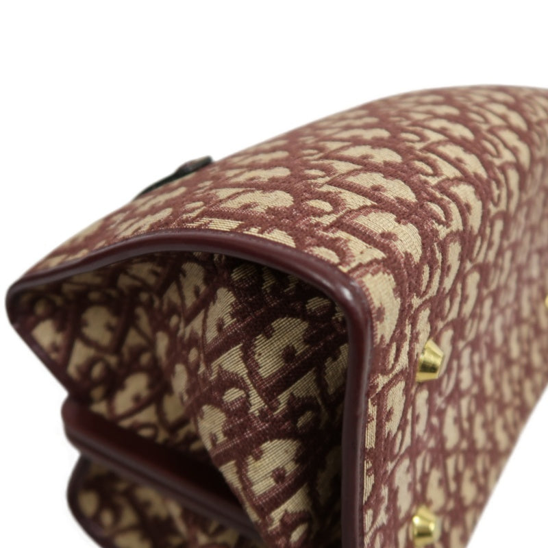 DIOR Trotter Monogram Canvas  Mini Boston Bag  Brown Gold Hardware