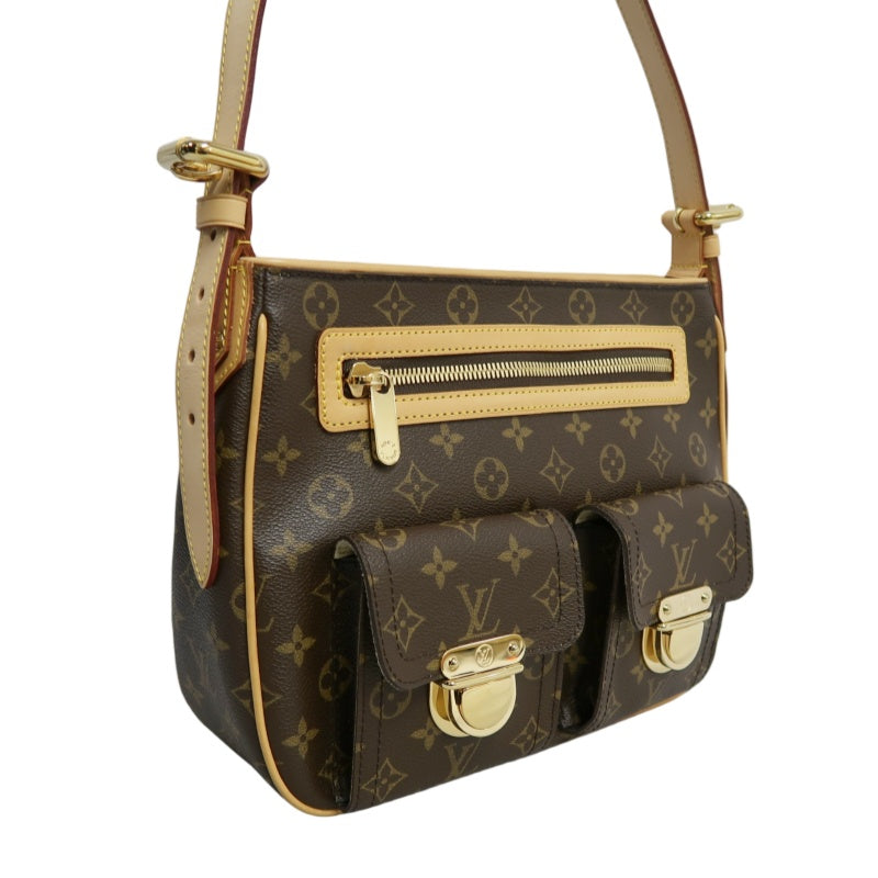 LOUIS VUITTON Monogram Hudson GM Shoulder Messenger Bag Brown Gold Hardware