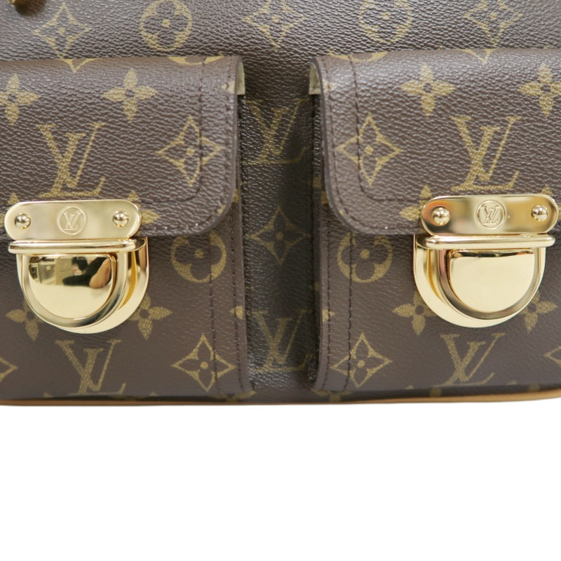 LOUIS VUITTON Monogram Hudson GM Shoulder Messenger Bag Brown Gold Hardware