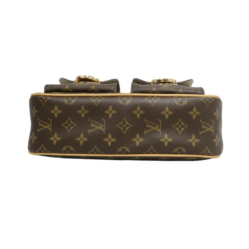 LOUIS VUITTON Monogram Hudson GM Shoulder Messenger Bag Brown Gold Hardware