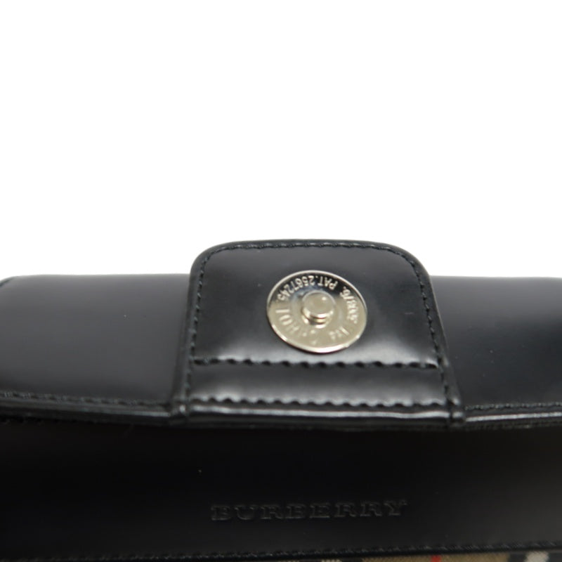 BURBERRY Nova Check Handbag Black Shoulder Silver Hardware