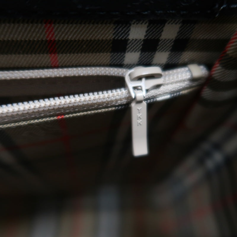 BURBERRY Nova Check Handbag Black Shoulder Silver Hardware