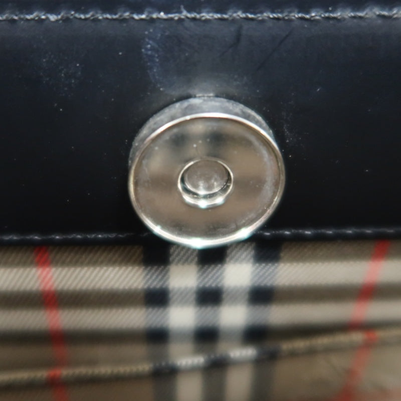 BURBERRY Nova Check Handbag Black Shoulder Silver Hardware