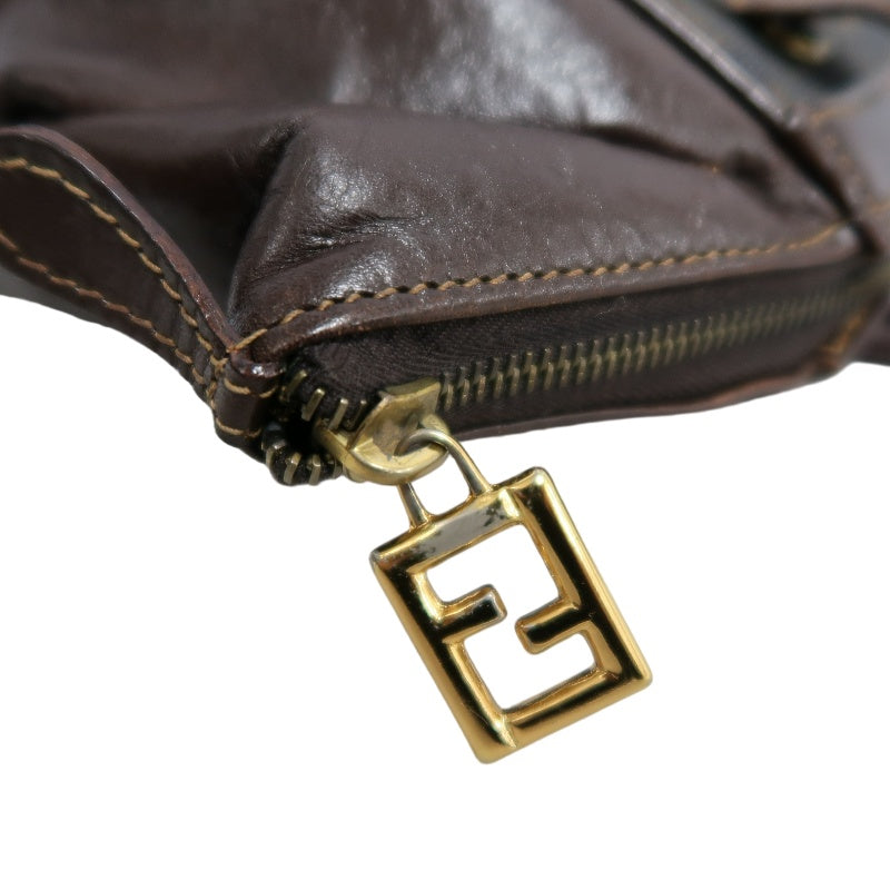 FENDI Zucca Monogram Canvas 　Handbag　 Shoulder Strap BrownGold Hardware