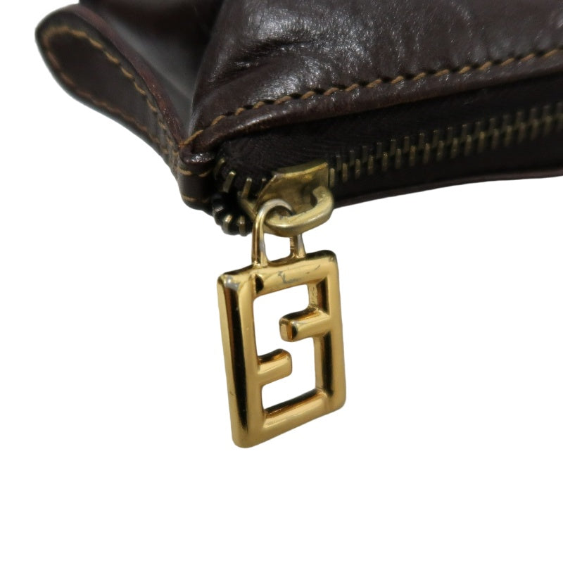 FENDI Zucca Monogram Canvas 　Handbag　 Shoulder Strap BrownGold Hardware