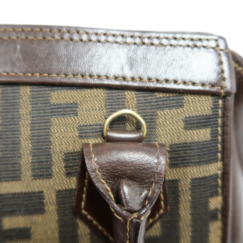 FENDI Zucca Monogram Canvas 　Handbag　 Shoulder Strap BrownGold Hardware
