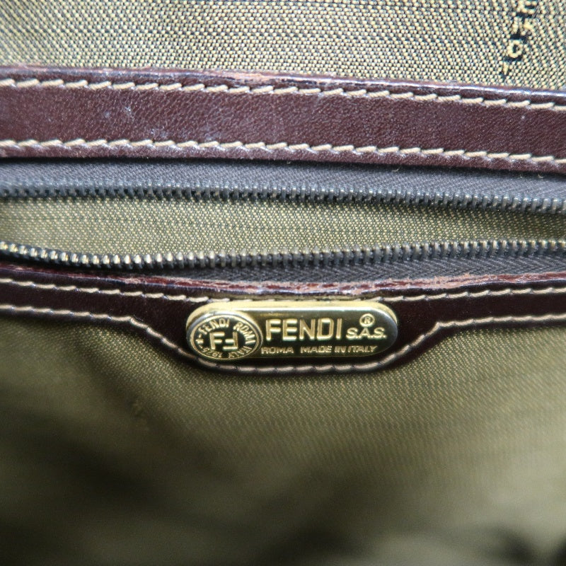 FENDI Zucca Monogram Canvas 　Handbag　 Shoulder Strap BrownGold Hardware
