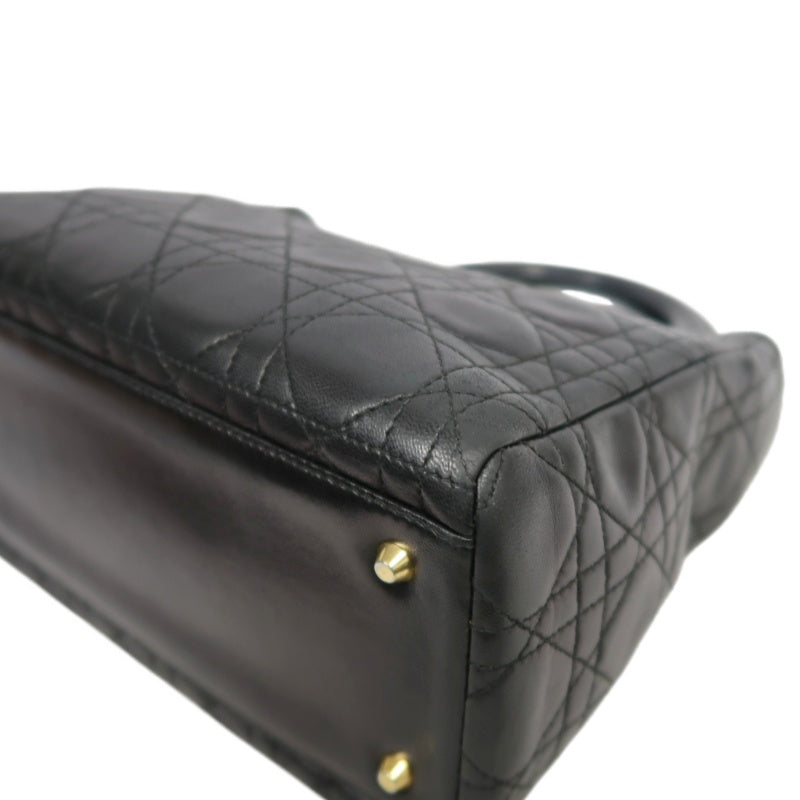 DIOR Lady Dior Medium Cannage Quilted lambskinHandbag  Black  Gold Hardware