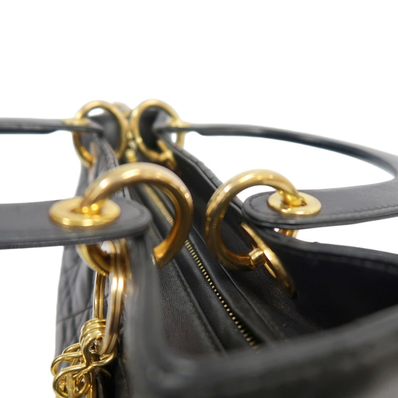 DIOR Lady Dior Medium Cannage Quilted lambskinHandbag  Black  Gold Hardware