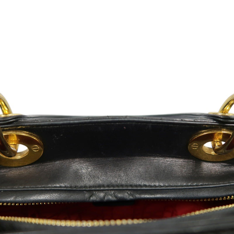 DIOR Lady Dior Medium Cannage Quilted lambskinHandbag  Black  Gold Hardware