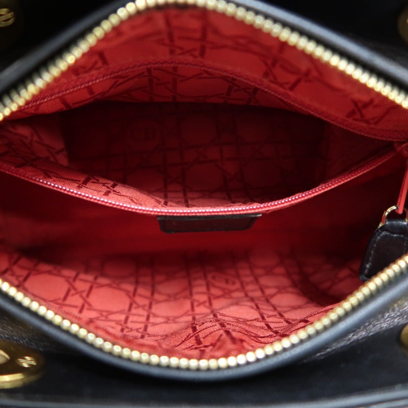 DIOR Lady Dior Medium Cannage Quilted lambskinHandbag  Black  Gold Hardware