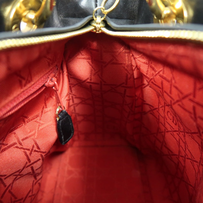 DIOR Lady Dior Medium Cannage Quilted lambskinHandbag  Black  Gold Hardware