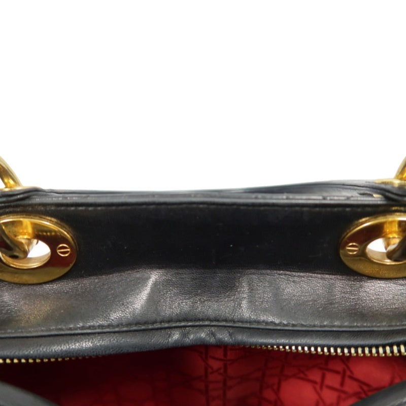 DIOR Lady Dior Medium Cannage Quilted lambskinHandbag  Black  Gold Hardware