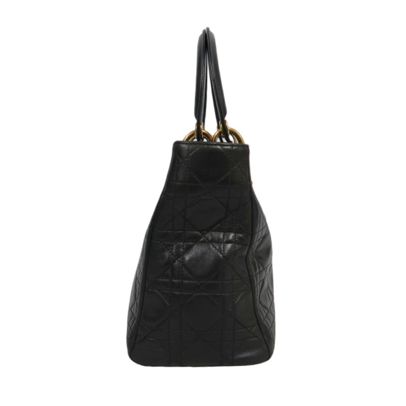 DIOR Lady Dior Medium Cannage Quilted lambskinHandbag  Black  Gold Hardware