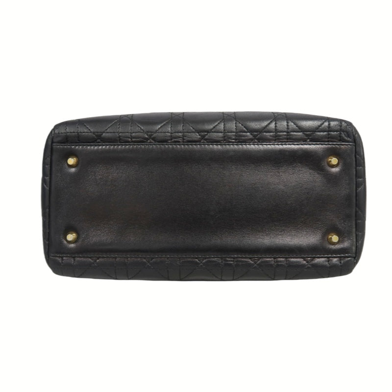DIOR Lady Dior Medium Cannage Quilted lambskinHandbag  Black  Gold Hardware