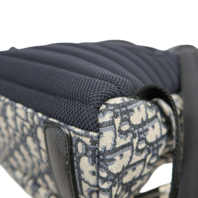 DIOR Oblique Monogram Canvas Backpack Blue BeigeSilver Hardware