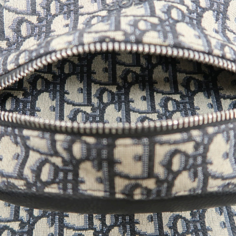 DIOR Oblique Monogram Canvas Backpack Blue BeigeSilver Hardware