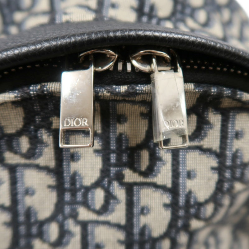 DIOR Oblique Monogram Canvas Backpack Blue BeigeSilver Hardware