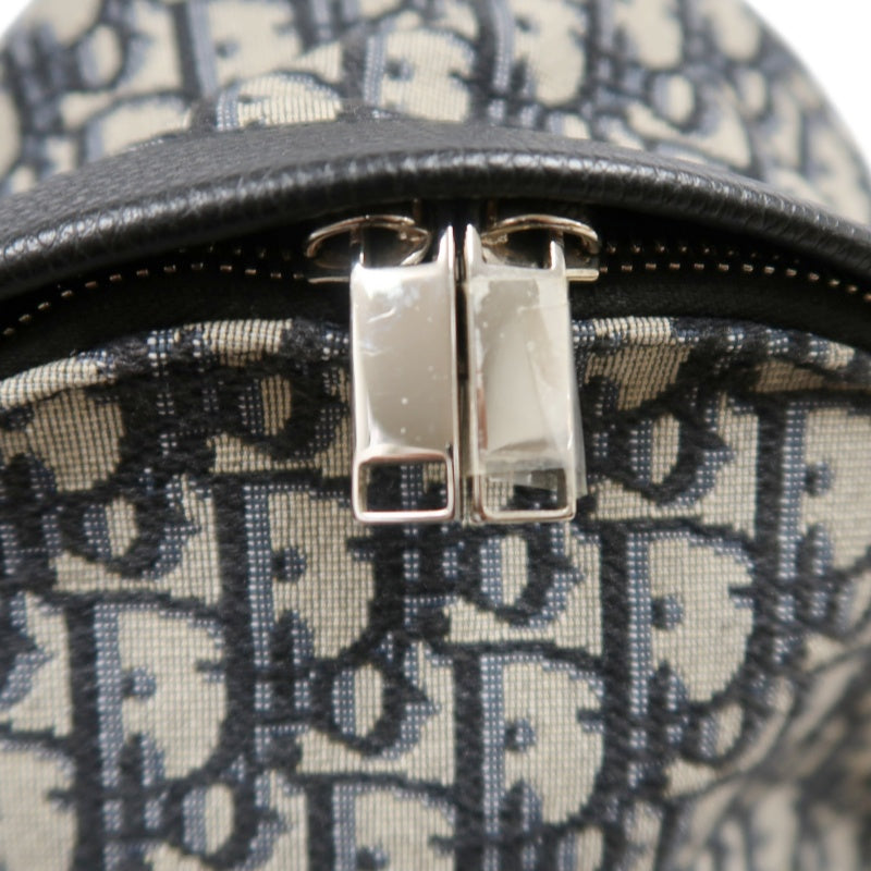 DIOR Oblique Monogram Canvas Backpack Blue BeigeSilver Hardware