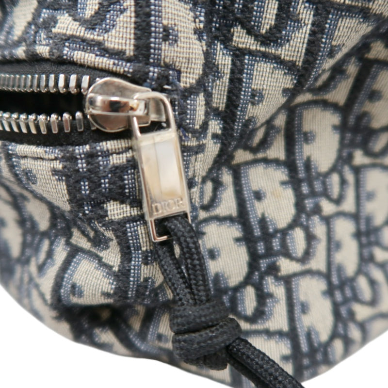 DIOR Oblique Monogram Canvas Backpack Blue BeigeSilver Hardware
