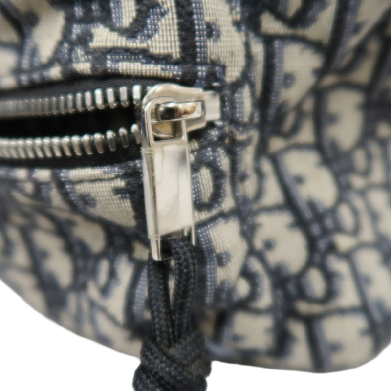 DIOR Oblique Monogram Canvas Backpack Blue BeigeSilver Hardware