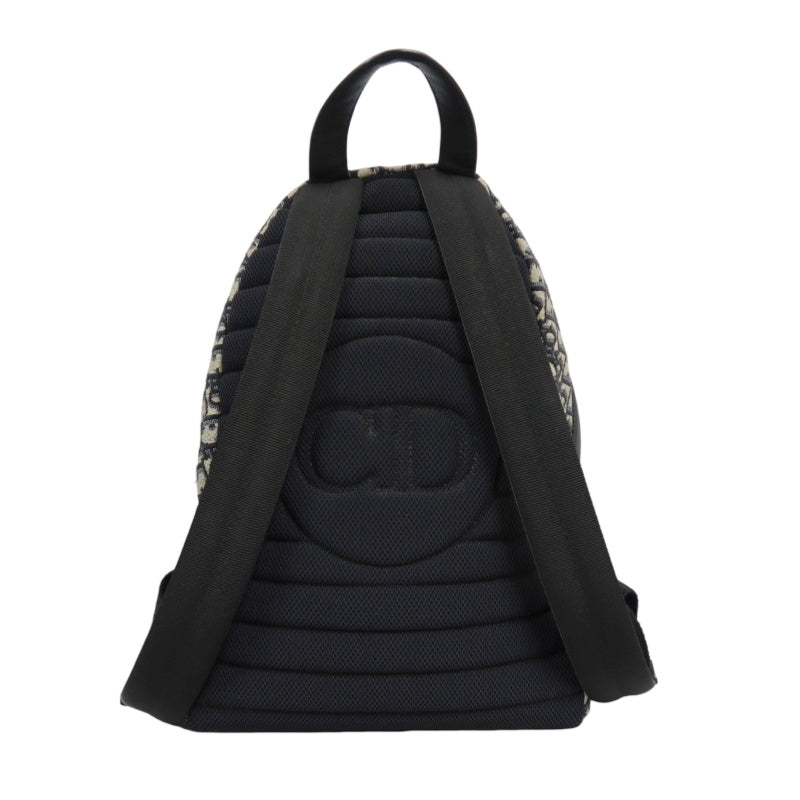 DIOR Oblique Monogram Canvas Backpack Blue BeigeSilver Hardware