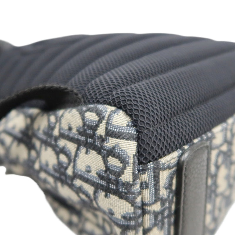DIOR Oblique Monogram Canvas Backpack Blue BeigeSilver Hardware