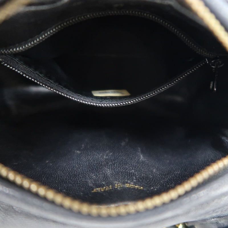 CHANEL Vintage Deca Coco Big CC Logo Fringe lambskin Chain Shoulder Bag Black Gold Hardware