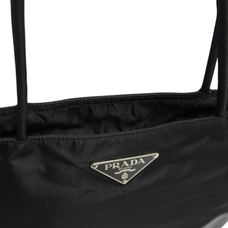 PRADA Nylon Tote Bag Black Silver Hardware