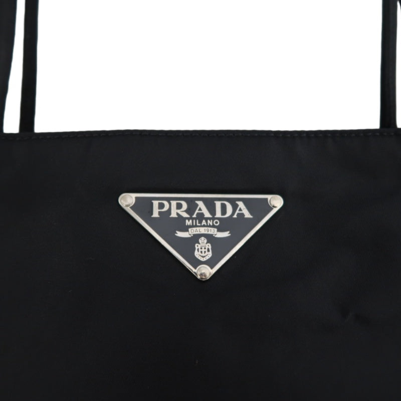 PRADA Nylon Tote Bag Black Silver Hardware