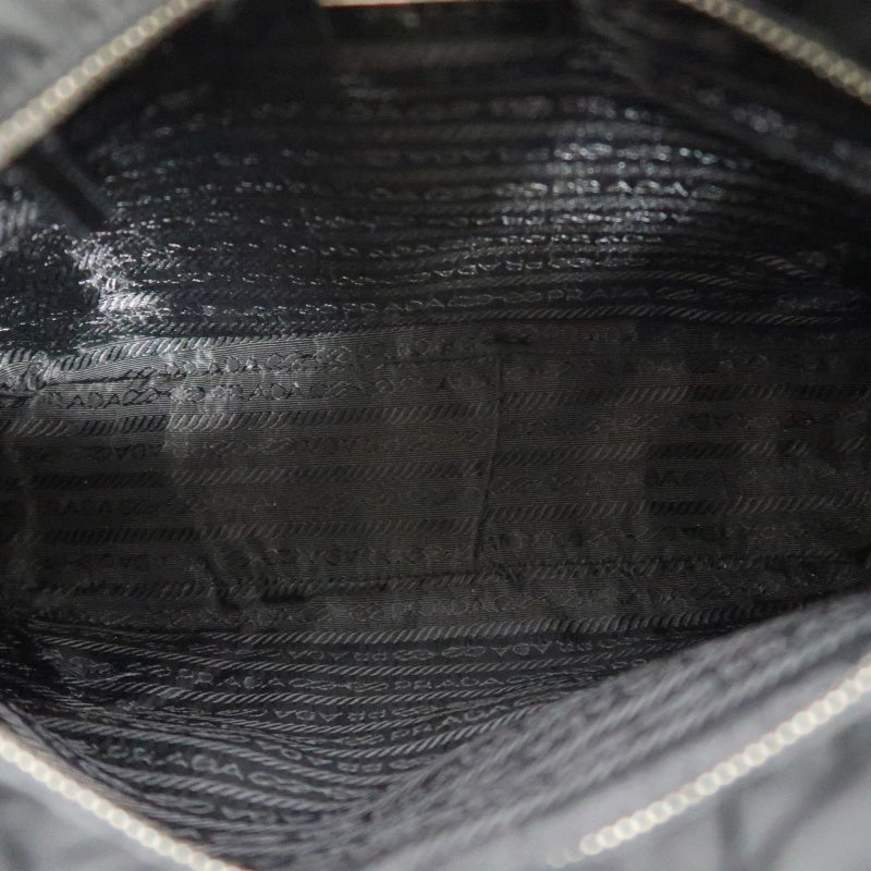 PRADA Nylon Tote Bag Black Silver Hardware