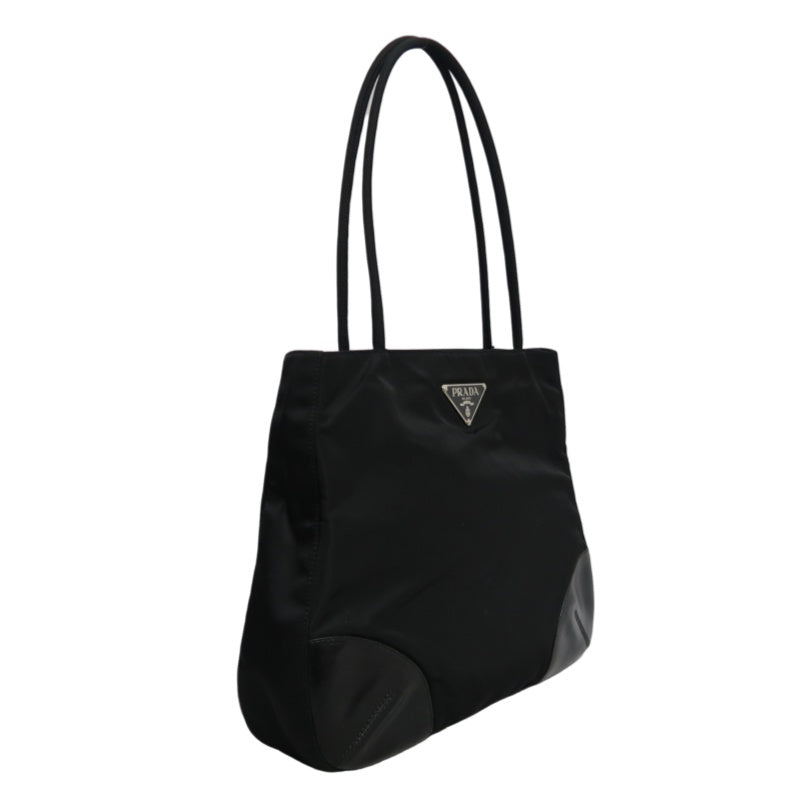 PRADA Nylon Tote Bag Black Silver Hardware