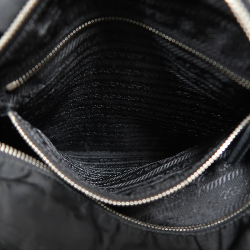 PRADA Nylon Tote Bag Black Silver Hardware